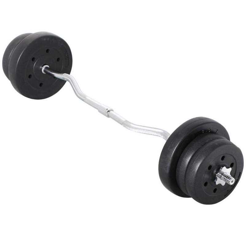 Yaheetech Barbell Weight Set Olympic Curl Bar &amp; 6 Olympic Weights &amp; 2 Olympic Barbell Clamps for Lifts 55lb - Sports Supplies Online Store