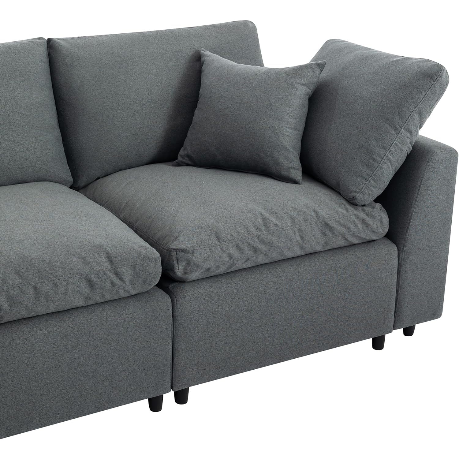 LUCKHAO 4 Seat Oversized Couches for Living Room ，Modular Sectional Sofa, Down Filled Upholstery Convertible Sectional Sofa
