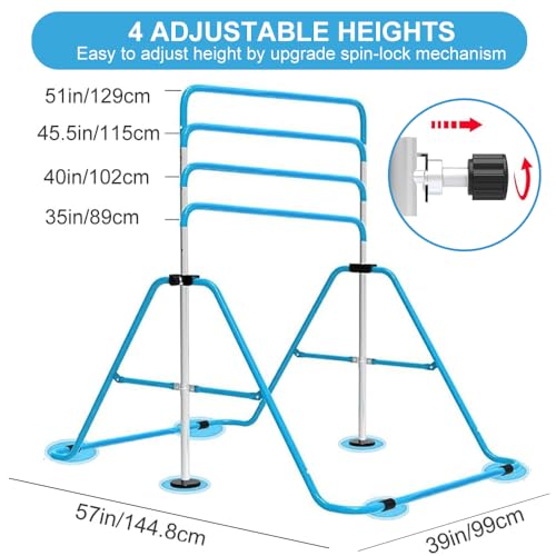 Expandable Gymnastics Bar for Kids, Adjustable Height Junior Training Kip Bar, Folding Gymnastic Horizontal Bars Monkey Bar