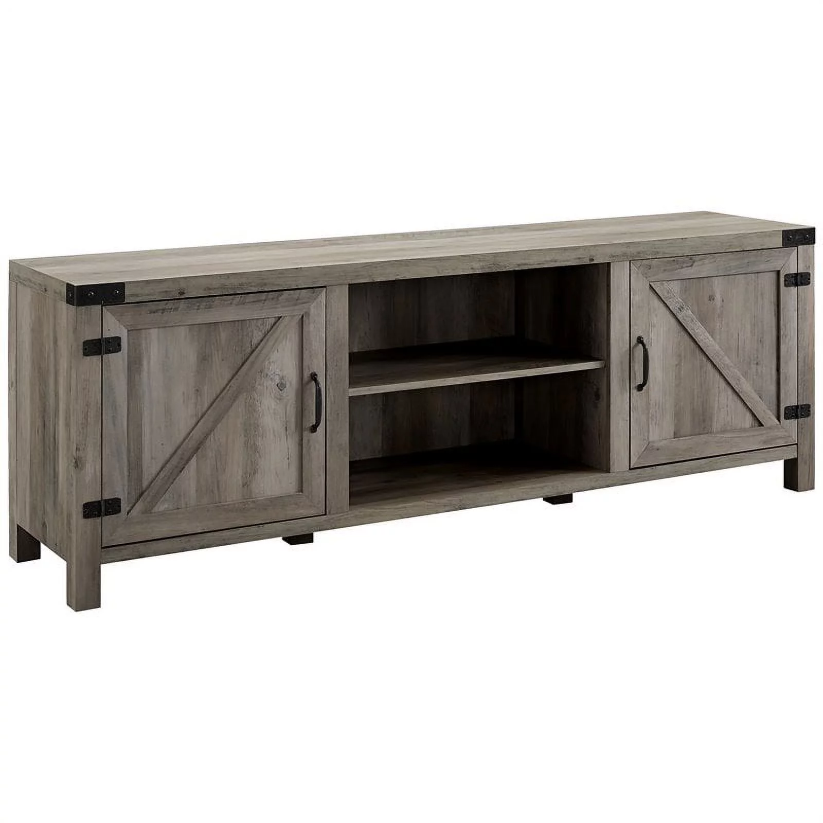 Home Square 4 Piece Set with TV Stand, Coffee Table and 2 End Tables in Gray
