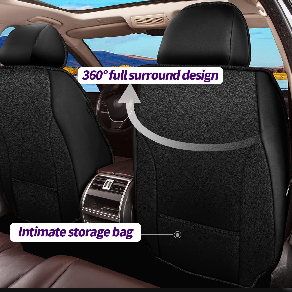 JIAMAOXIN Car Seat Covers Custom Fit for Toyota Tacoma 2007-2022 Waterproof Faux Leather Car Seat Cushion Protector Compatible Airbag Black (Only for