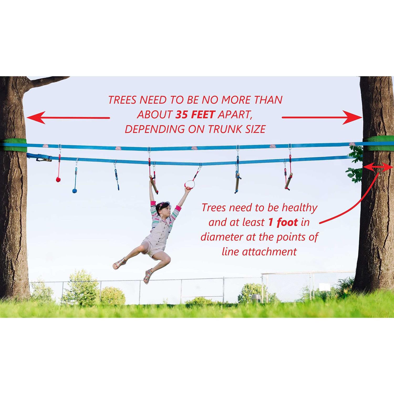 Double Ninja Slackline Obstacle Course for Kids 80 Foot Line - Sports Supplies Online Store