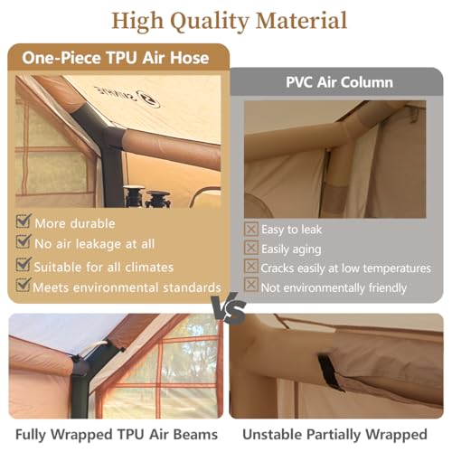 Inflatable Tent for Camping with Hand Pump Blow Up Tent Glamping 4 Season Air Tents