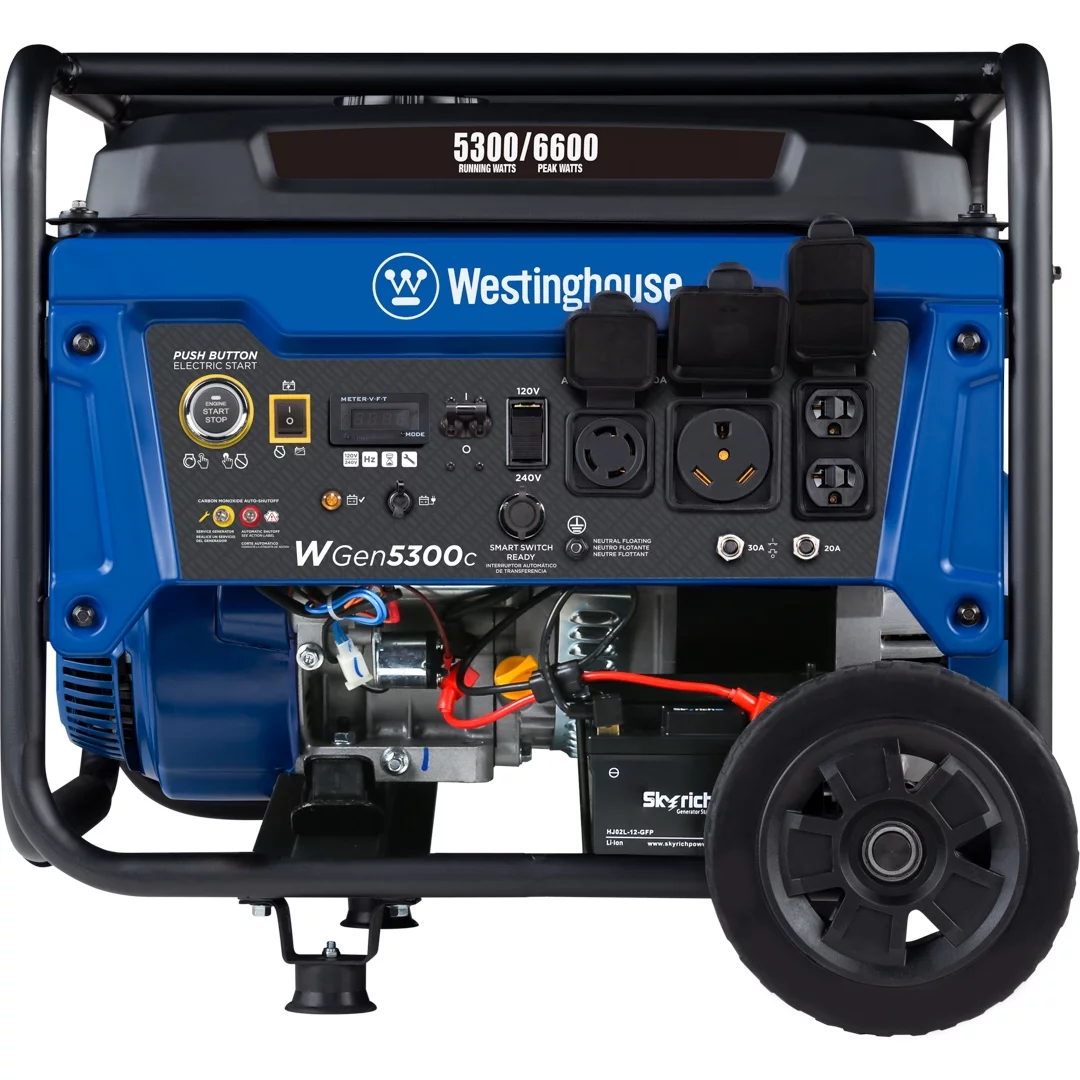 Westinghouse 6600 Peak Watt Home Backup, Gas Powered Portable Generator, Remote Electric Start, CO Sensor