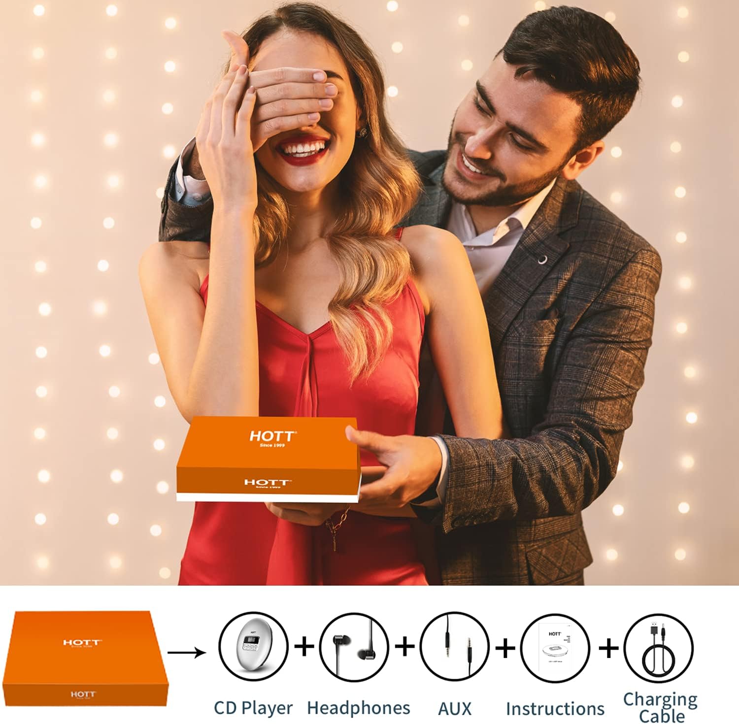 HOTT CD511 Portable CD Player, Personal Compact CD Player with Headphones, Anti-Skip/Shockproof for Home Travel and Car