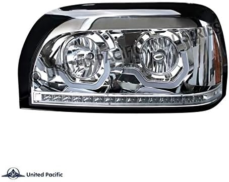 United Pacific 31203 Freightliner Century Chrome Projection Headlight W/LED Turn Signal & Light Bar -Driver