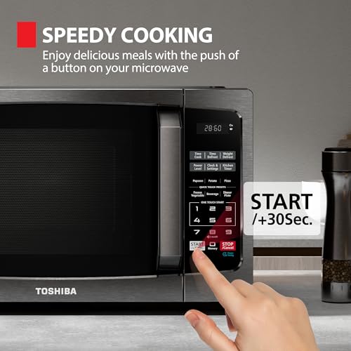 Toshiba ML-EM62P(SS) Large Countertop Microwave with Smart Sensor, 6 Menus, Auto Defrost, ECO Mode, Mute Option & 16.5" Position Memory Turntable
