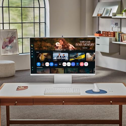 SAMSUNG 32&rdquo; Smart Monitor M8 (M80F) 4K UHD Display, Samsung Vision AI, Smart TV Apps, Gaming Hub, USB-C, HDMI and USB-A, White, LS32FM803UNXZA