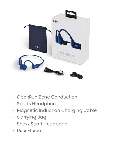 SHOKZ OpenRun - Open-Ear Bluetooth Bone Conduction Sport Headphones, Sweat Resistant Wireless Earphones for Workouts and Running, Built-in Mic