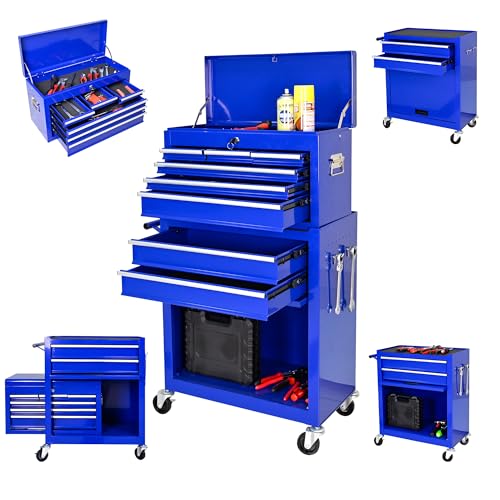 5-Drawer Rolling Tool Chest, Modular Tool Cabinet with Brake Casters & Removable Drawers, Workshop Toolbox Cart for Factory/Garage, Black