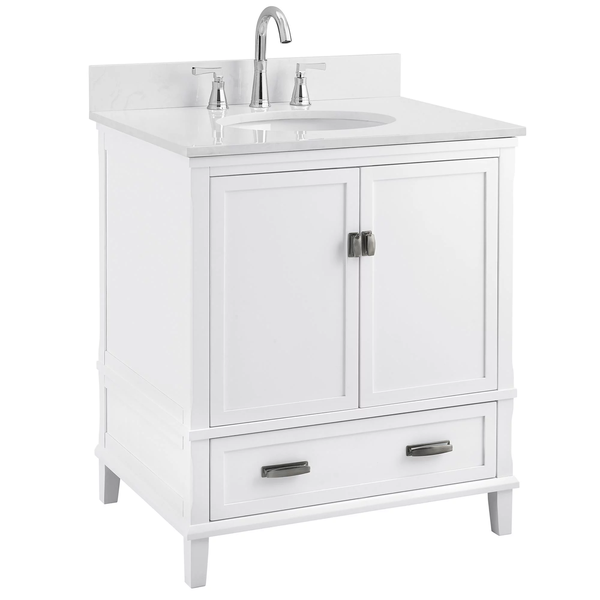 DHP Otum 30 Inch Bathroom Vanity with Sink, White Wood