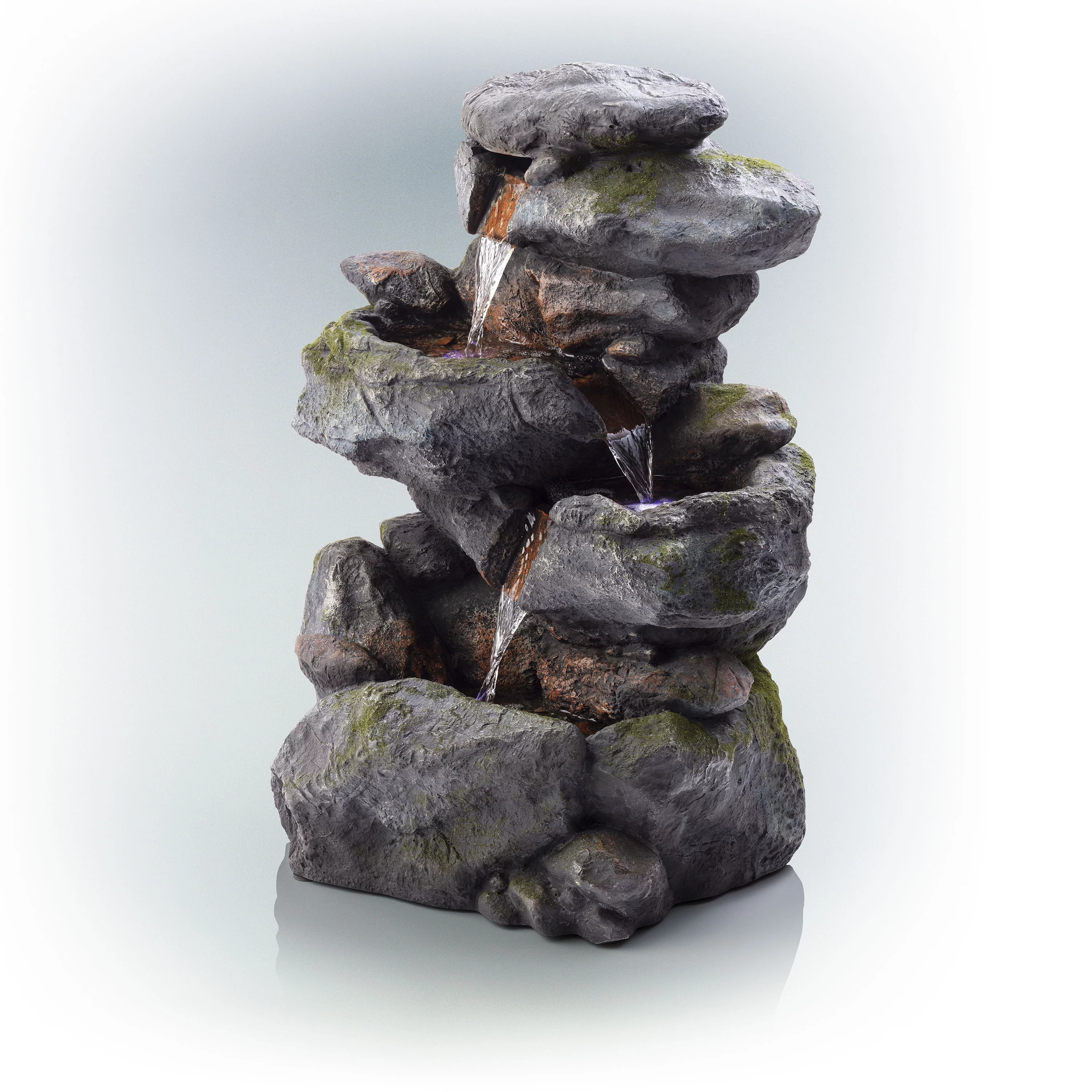 Alpine Corporation 22" Outdoor 3-Tier Rock Cascading Tabletop Fountain