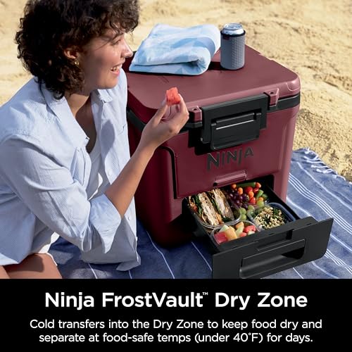 Ninja FrostVault 45qt Wheeled Cooler with Dry Zone, Integrated Fridge-Temp Dry Storage Drawer, Premium Heavy-Duty Insulated Cooler