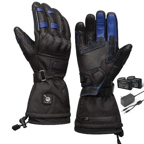 Savior Professional Heated Motorcycle Gloves for Men Women,Dual Mode Electrically Heated Waterproof and Windproof Gloves with 12V Charging Cord
