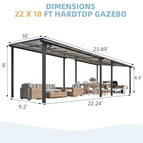 AECOJOY 10&rsquo; x 10&rsquo; Gazebo, Wall Mounted Gazebos Pergola on Clearance, Outdoor Patio Lean to Gazebo Awnings for Deck, Porch