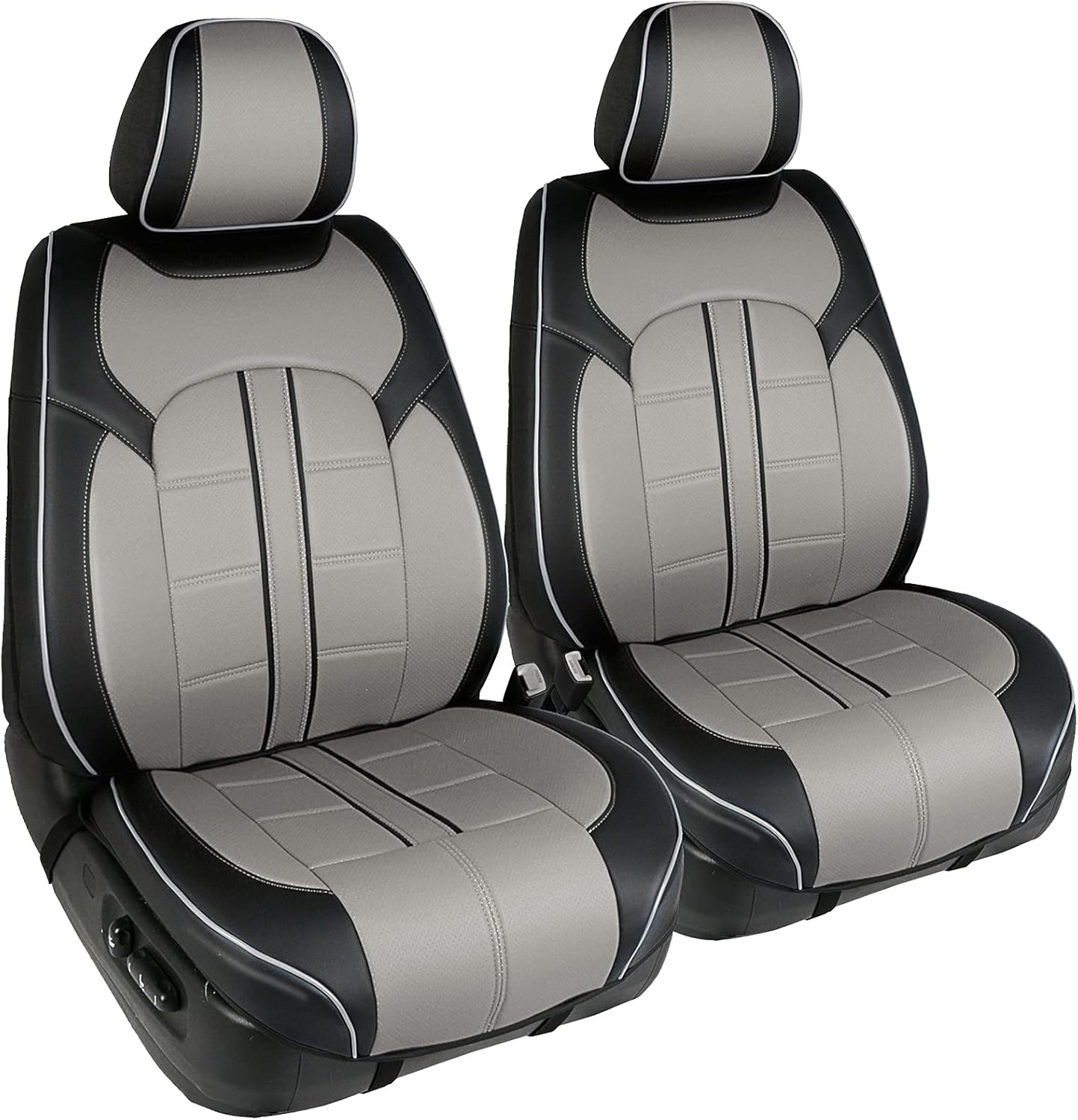 Season Guard Traveler Automotive Car Seat Covers, 3D Semi-Custom Luxury Faux Leather, Universal Fit For Cars Truck Van SUV, Black with Red Accent