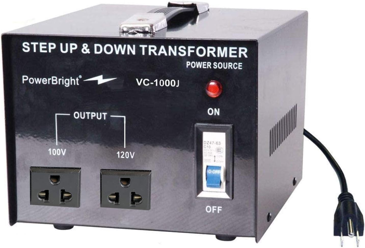 PowerBright 1000W Step Up & Down Japanese Transformer, Power ON/Off Switch, Can be Used in 120 Volt Countries and 100 Volt Countries