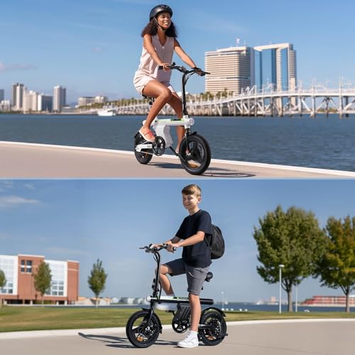 isinwheel U1 Electric Bike, 500W Motor, 20 mph, Folding Ebike, 14"/16"/20" Adults Electric Bicycles, 280.8Wh Battery, 25 Miles PAS Range, Black