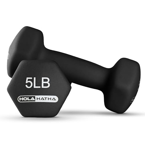 HolaHatha Neoprene Dumbbell Free Hand Weight Set with Rack, Ideal for Home Exercises to Gain Tone and Definition