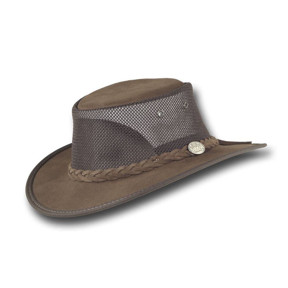 Barmah Hats Foldaway Cattle Suede Cooler Leather Hat - Item 1064, Size: Medium, Brown