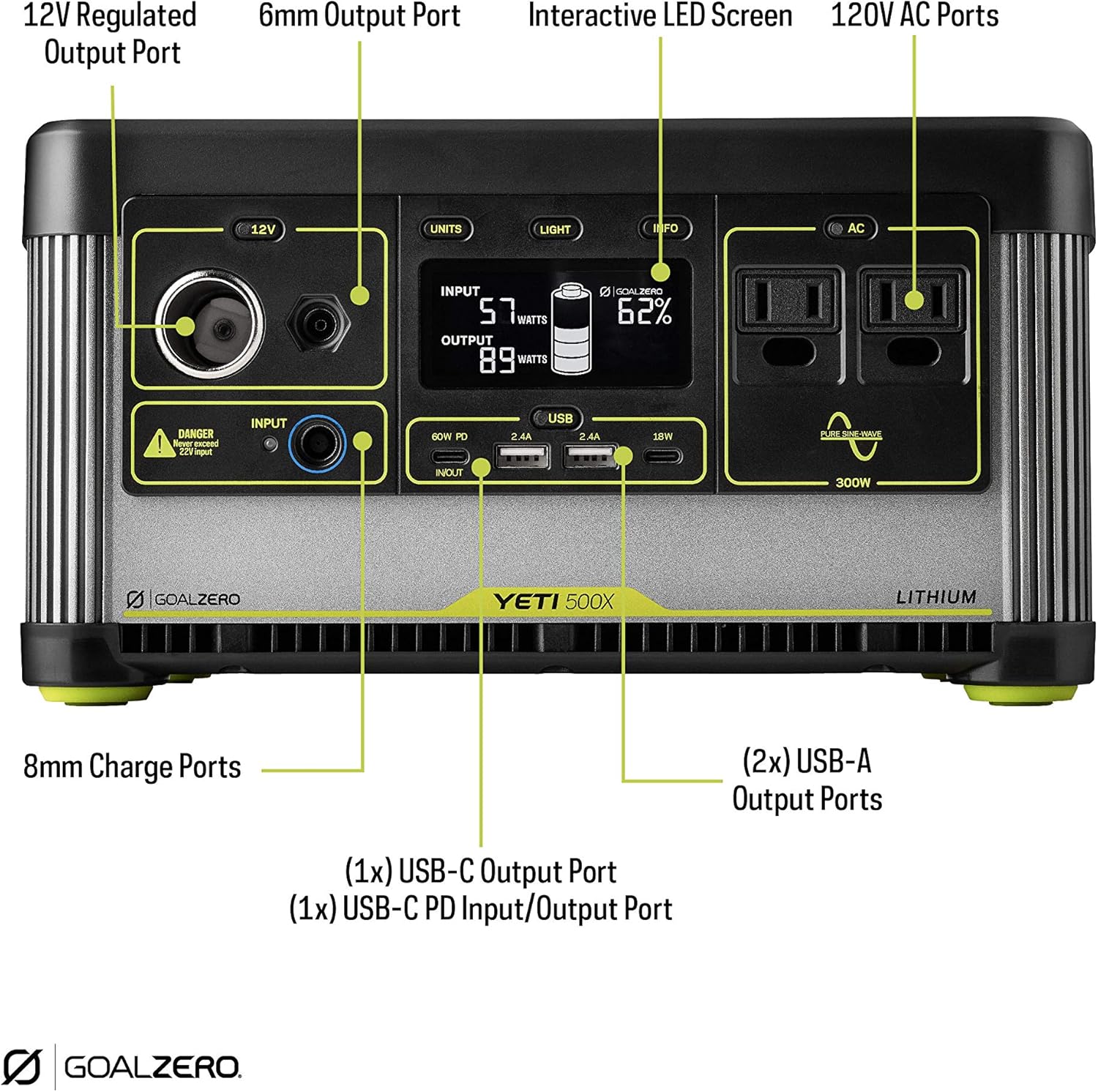 Goal Zero Yeti 500X Portable Power Station, 505Wh Portable Lithium Battery Emergency Power Station, Outdoor Solar Generator