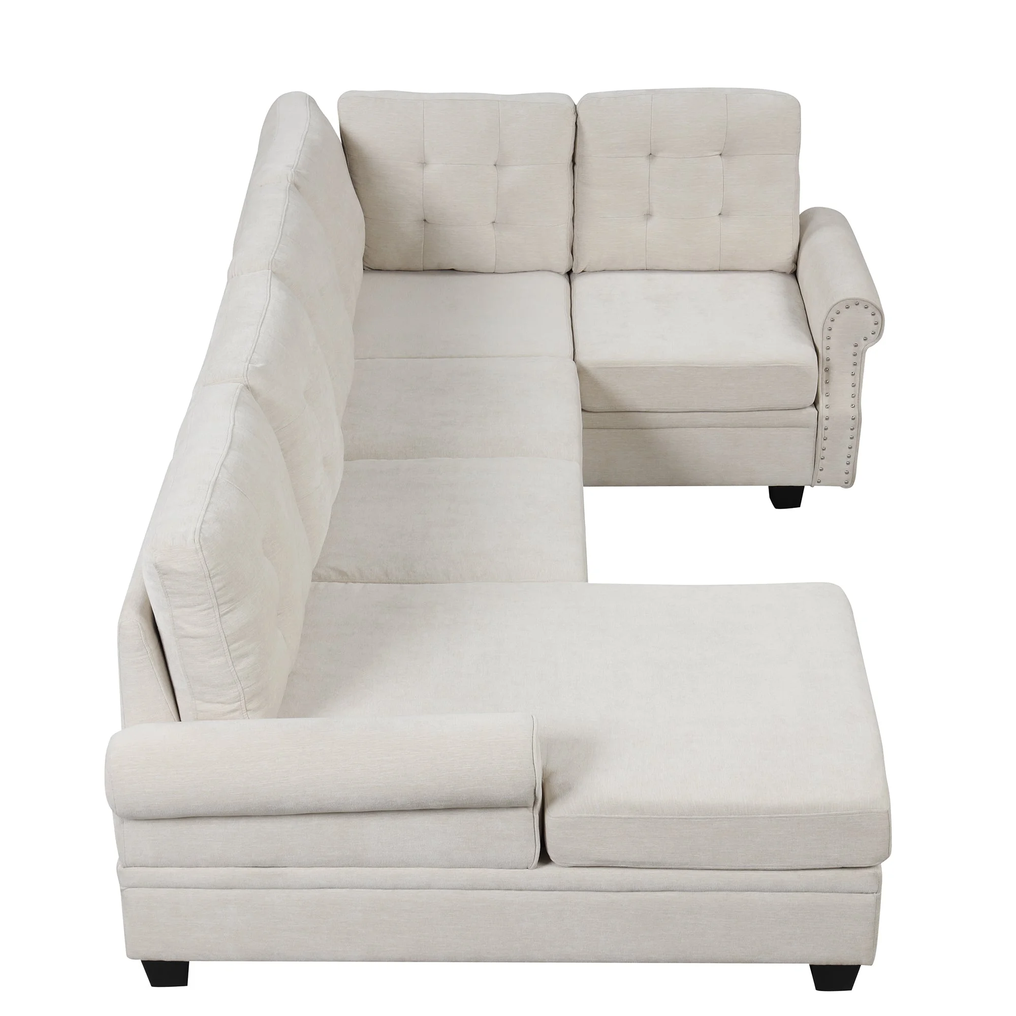 Aisha Modern U-Shaped Corner Sectional Sofa - Beige