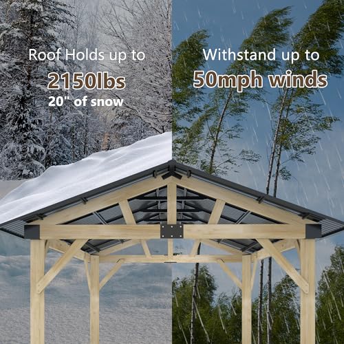 12'x12' Hardtop Gazebo, Outdoor Double Roof Galvanized Steel Gazebos, Aluminum Frame Permanent Pavilion with Curtains & Netting for Backyard, Patio
