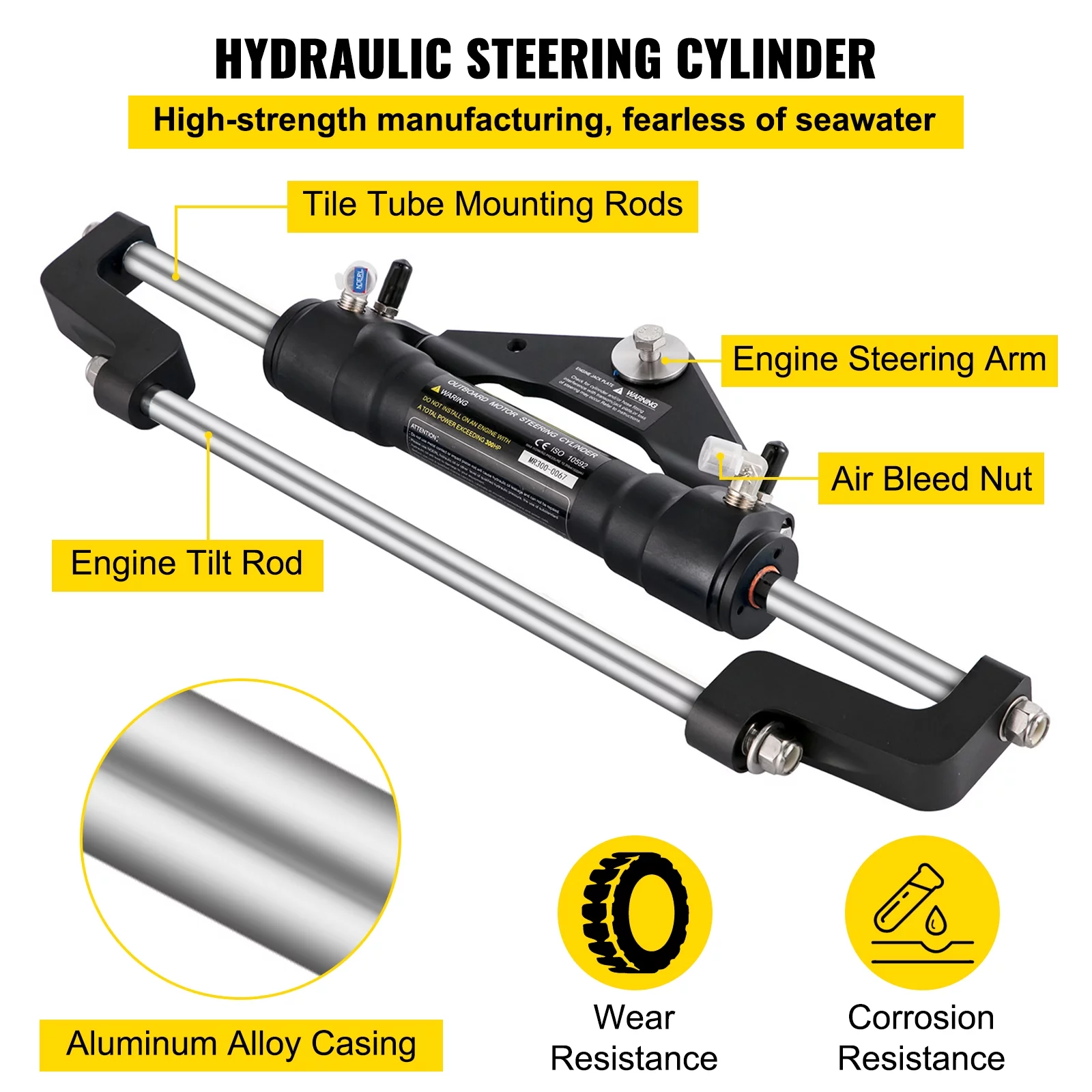 BENTISM Hydraulic Outboard Boat Steering Kit HK6400A-3 HO5114 14\' Hoses 300HP Helm Pump