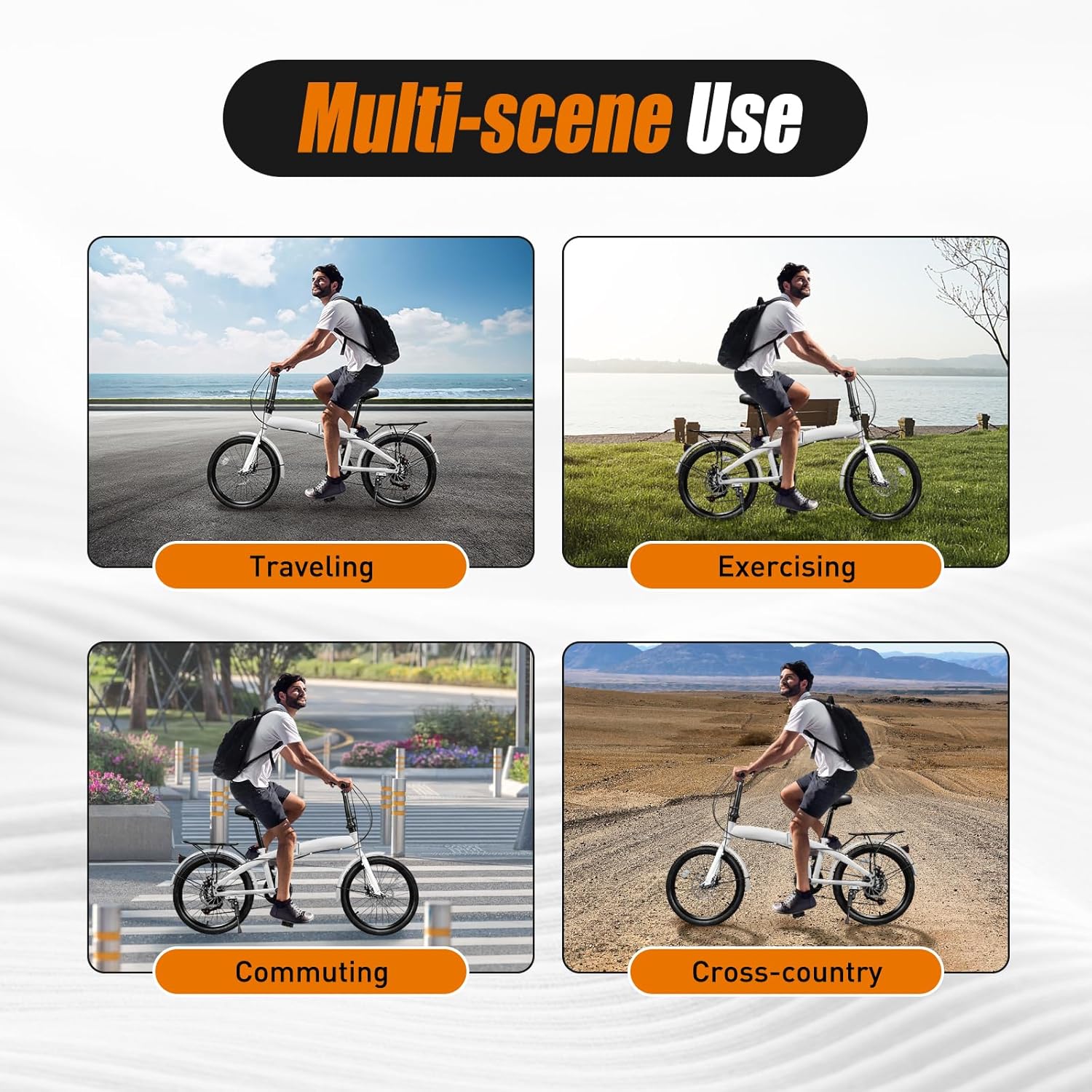 Foldable Bicycle,Folding Bike with 7 Speed Gears 20-inch Wheels Easy Folding City Bicycle with Disc Brake, Front and Rear Fenders…