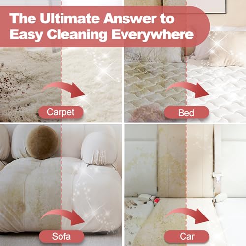 Upholstery Carpet Cleaner, MUJERBAY® 12Kpa Portable Spot and Stain Cleaner, Easy Move with Universal Wheels & Handle
