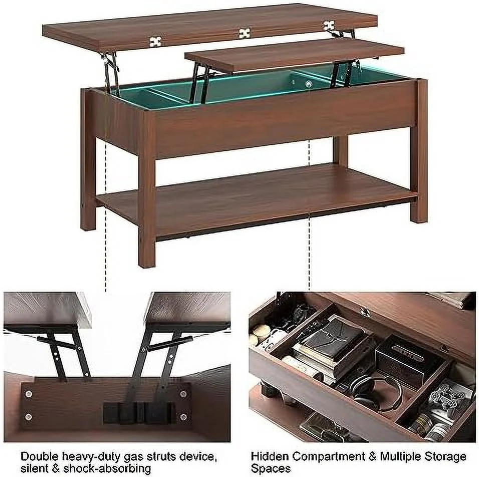xrboomlife Lift Top Coffee Table  4-in-1 Multi- Convertible Coffee Table with   Coffee Table Converts to Dining Table for Living Room Reception Room