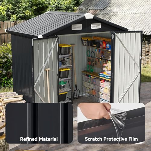 Aoxun 6.2x4 FT Shed Outdoor Storage Shed Metal Garden Shed with Lockable Doors & Slooping Roof Tool Shed Bike Shed for Backyard, Patio