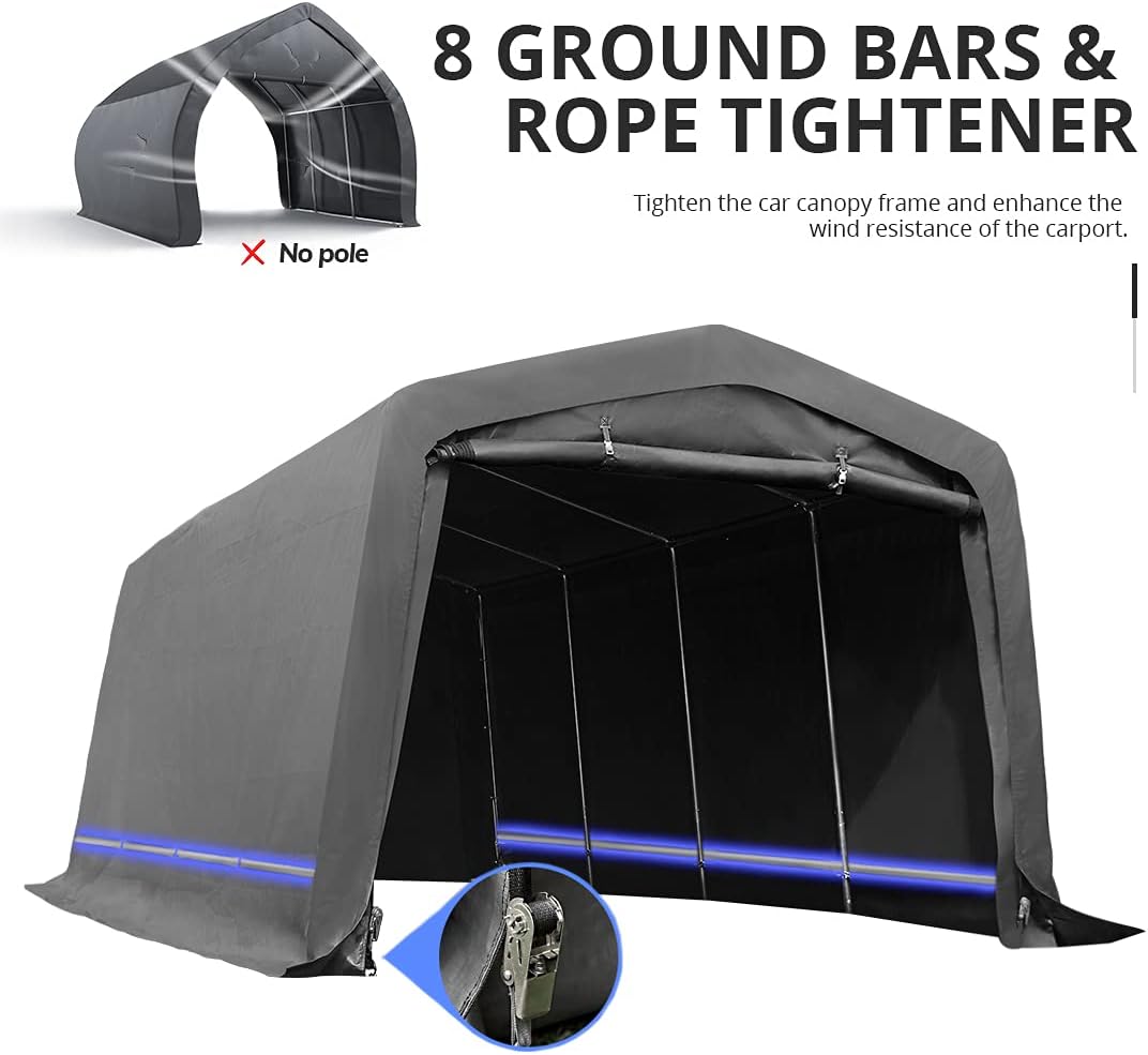 KING BIRD 13' x 20' x 12' Heavy Duty Anti-Snow Carport for SUV, Full-Size Truck and Boat, Outdoor Car Canopy Boat Shelter with Reinforced Ground Bars