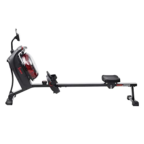 Sunny Health & Fitness Elite Water Rowing Machine with High Dynamic Resistance Vertical Tank