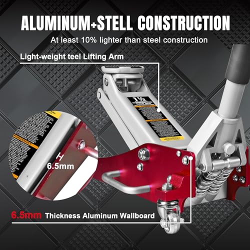 BIG RED T815016L Torin Hydraulic Low Profile Aluminum and Steel Racing Floor Jack with Dual Piston Quick Lift Pump, 1.5 Ton (3,000 lb) Capacity, Blue
