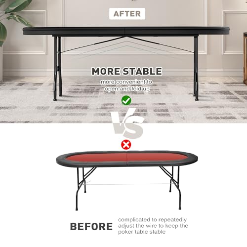 COLOR TREE Foldable Blackjack Poker Table, 84" Premium Texas Hold'em with Cup Holders, Padded Rails, Stylish Blue Design