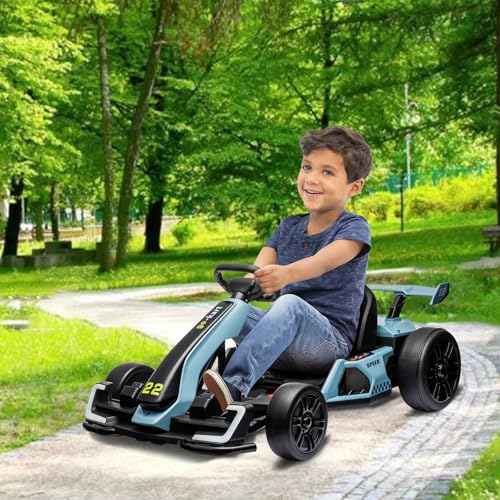 24V Electric Go Kart for Kids，Powerful Drift Kart with 2 * 150W Motors, Adjustable Seat