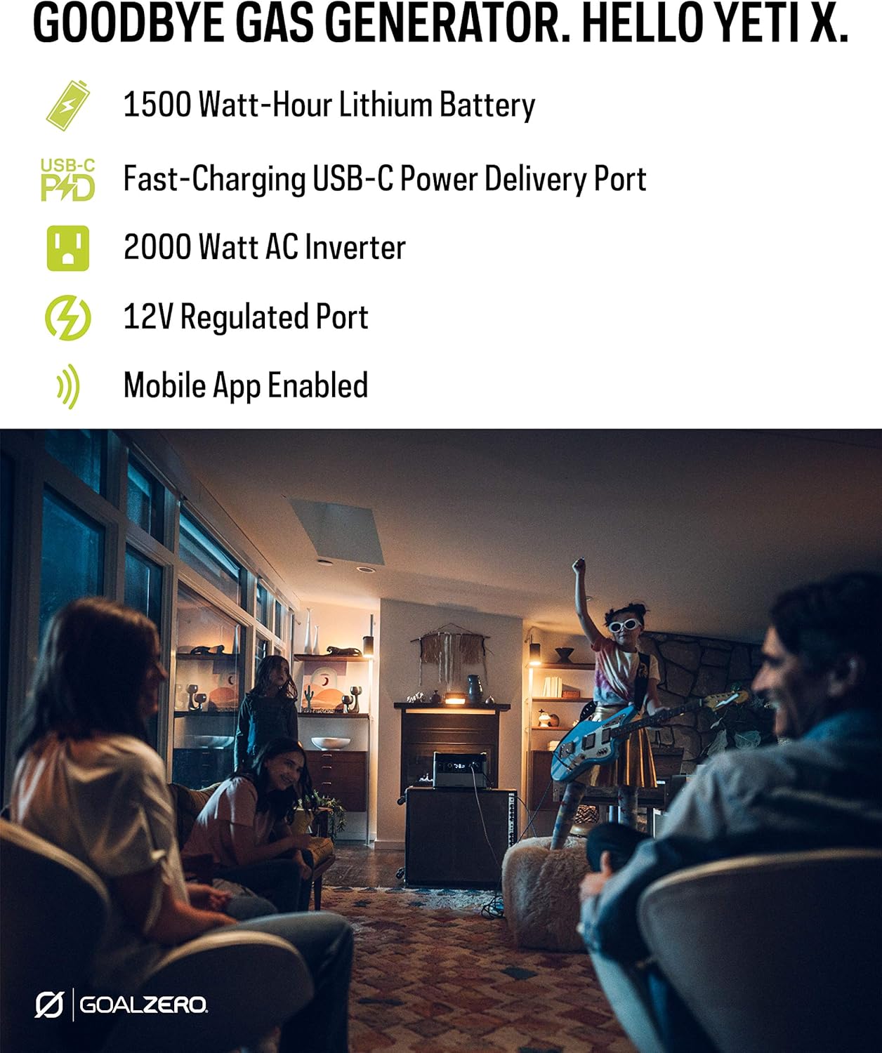 Goal Zero Yeti 1000 Core Portable Power Station, 1,000 W, Solar-Powered Generator (Solar Panel Not Included), USB-A/USB-C Ports and AC Outlets
