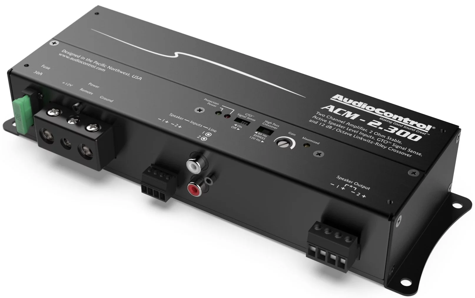 AudioControl ACM-2.300 Micro 300w 2 Channel Car Amplifier+Amp Kit Audio Control