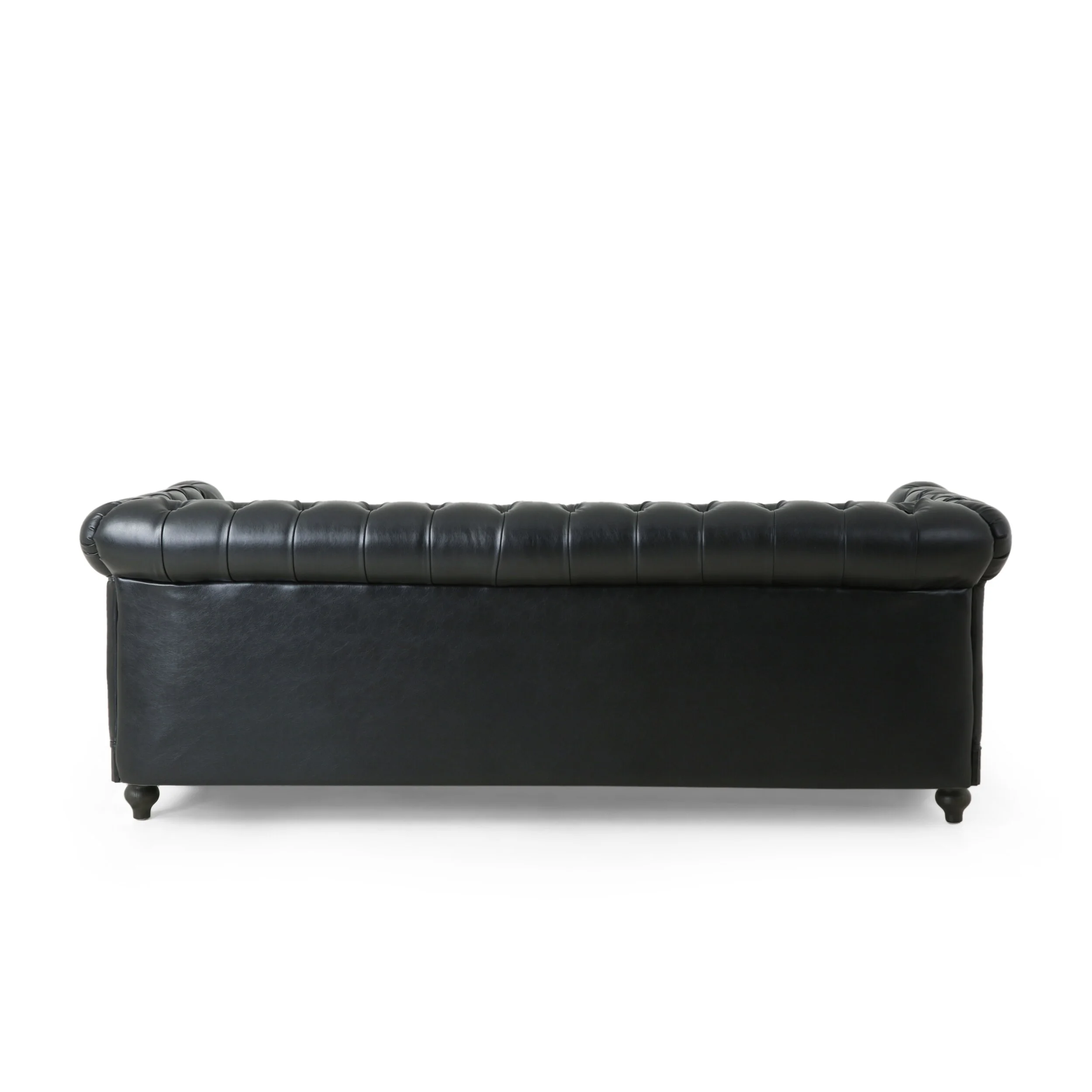 Christopher Knight Home Castalia Nailhead Trim Chesterfield Sofa by  - 78.75" L x 33.50" W x 28.00" H Faux Leather + Midnight Black, Dark Brown Faux