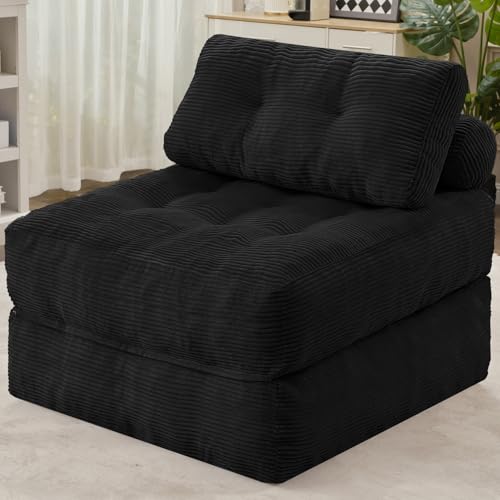 HABUTWAY Folding Sofa Bed, Convertible Sleeper Chair Bed w/Dual-Pillow & Handle, Foldable Floor Sofa Lounge w/Back Support for Living Room, Bedroom