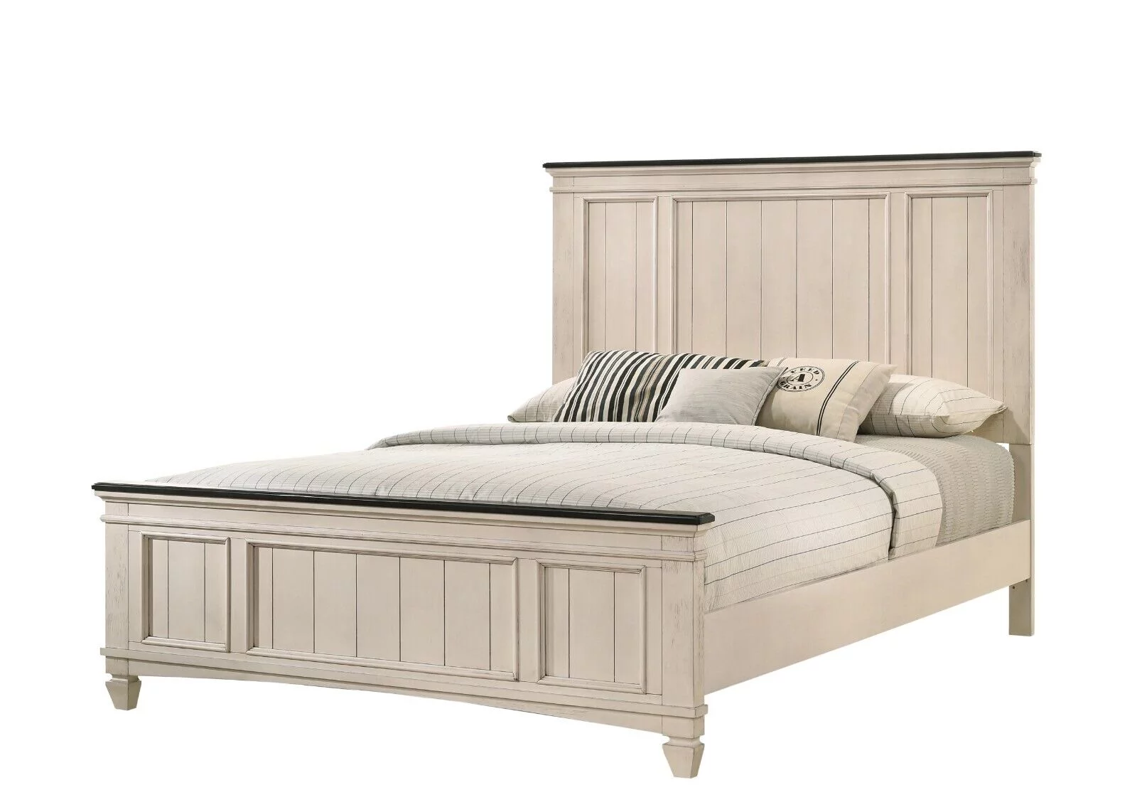 Rustic Cottage Style 3pc Queen Size Panel Headboard Bed and 2x Nightstands Set Beige Finish Wooden Bedroom Furniture