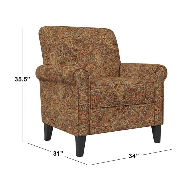 Homesvale Jean Traditional Burgundy Armchair, Paisley Print