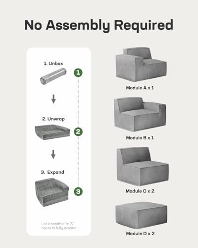 Marsail 142" Oversized Deep U Shaped Modular Sofa, Corduroy Cloud Couches with Deep Seats and High-Back Design