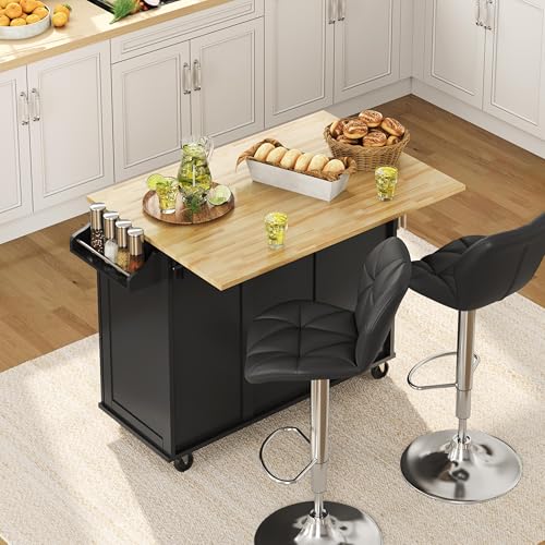 Yaheetech Kitchen Island Cart with Drop-Leaf Countertop