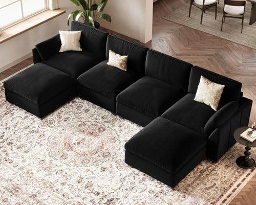 Belffin Extra Large Modular Sectional Sofa,106.3" 4-Seater L Shaped Couch,Velvet Convertible Sectional Couches for Living Room