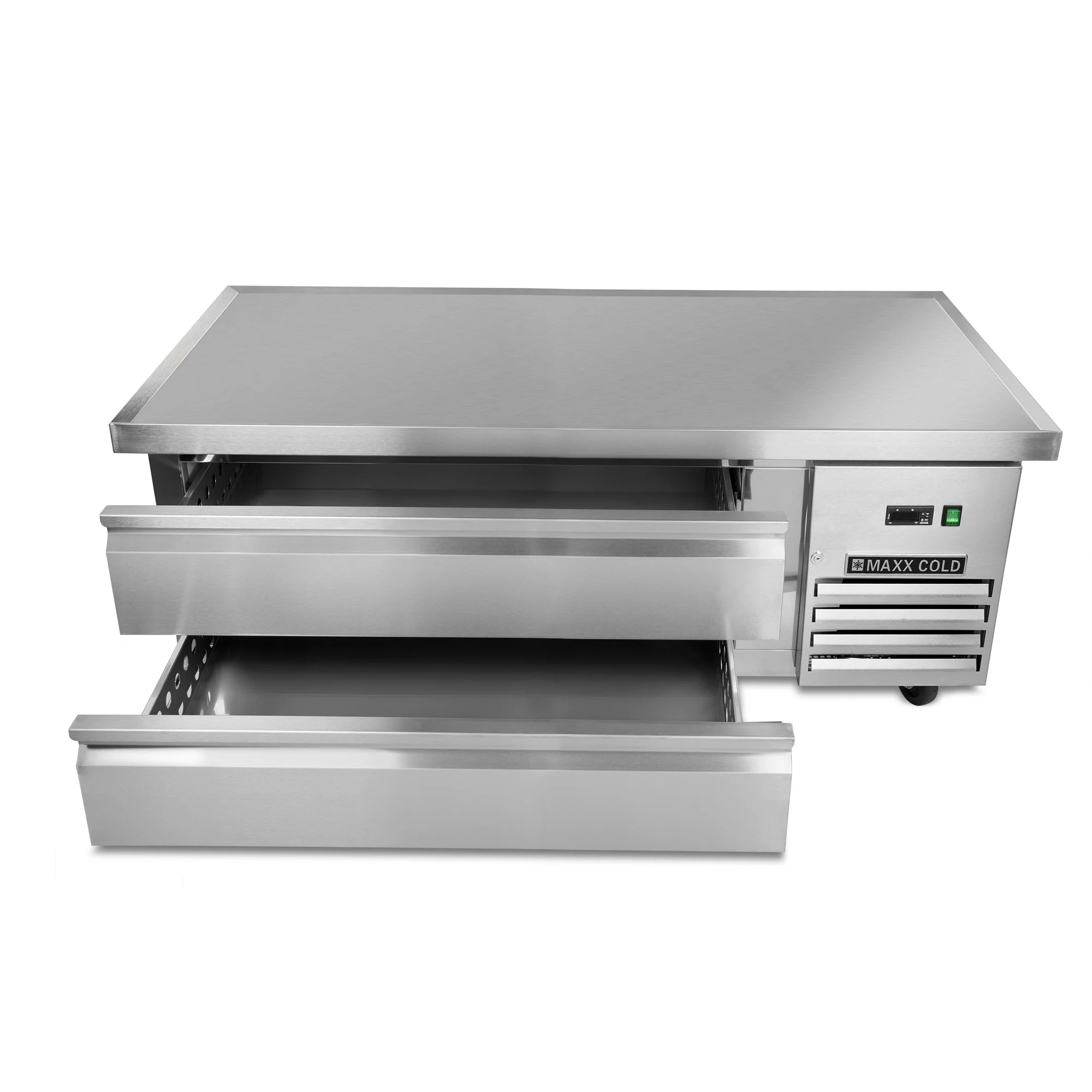 Maxx Cold Two-Drawer Refrigerated Chef Base, 62"W, 8.8 cu. ft. Storage Capacity, in Stainless Steel (MXCB60HC)