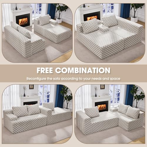 Modular Sectional Sofa Couches L-Shape Couch 3 Seat Modular Sofa Memory Foam Sectional Couches for Living Room