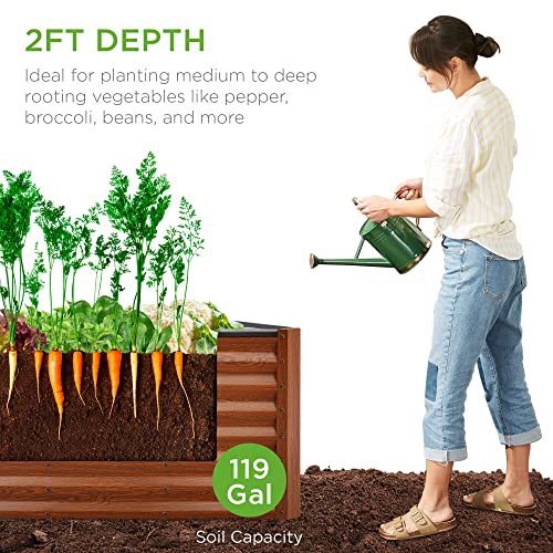 Best Choice Products 8x4x2ft Outdoor Metal Raised Garden Bed, Deep Root Planter Box for Vegetables, Flowers, Herbs