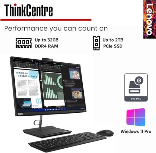Lenovo ThinkCentre All-in-One Business Computer, 23.8" FHD Display, 12th Gen Intel 6-Core Processor, 16GB RAM, 512GB PCIe SSD, Wi-Fi, HDMI, Webcam